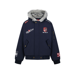 DARKAGE原创美式复古刺绣徽章座山雕棉衣外套男女款冬季夹克棉服