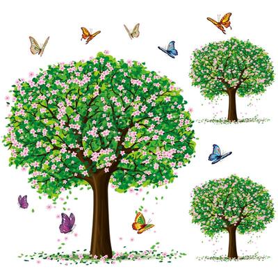 卧室墙壁森林春天大树主题墙贴纸