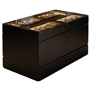 男士衣帽间中岛柜落地首饰展示柜家用收纳斗柜可移动中岛台珠宝柜