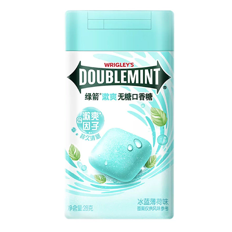 新品绿箭漱爽无糖口香糖冰蓝薄荷味瓶装办公室解馋小零食清新口气