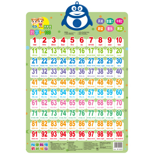 1到100数字挂图宝宝识字语音有声幼儿童卡片早教启蒙板学习认教具