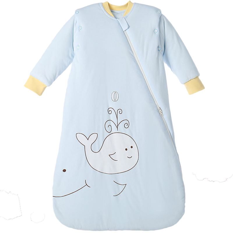 春秋夹棉儿童睡袋一体式纯棉宝宝可拆袖婴儿防踢被新生儿冬季加厚