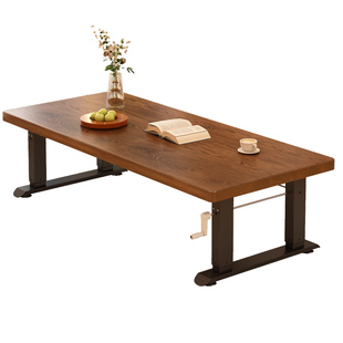 多功能升降茶几办公学习一体电脑桌子客厅吃饭餐桌家用纯实木书桌