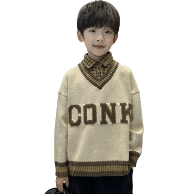 双层加绒加厚毛衣男童冬季