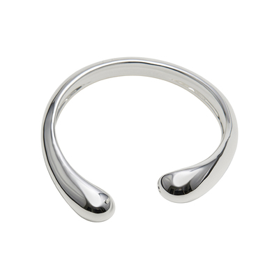 EWEST 2025新款水滴素面银手镯女小众设计感镯子高级大气首饰