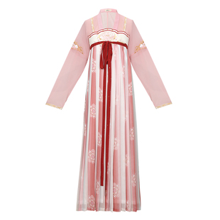 花朝记 小太平汉服原创 唐风汉元素团花对襟齐胸吊带连衣裙春夏