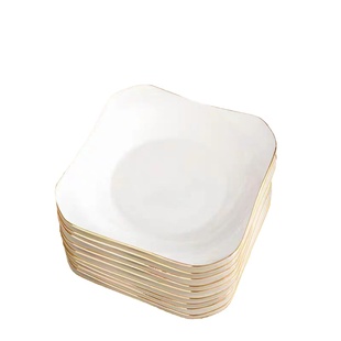 金镶玉陶瓷餐具菜盘方盘景德镇家用盘子时尚轻奢盘子简约风可微波