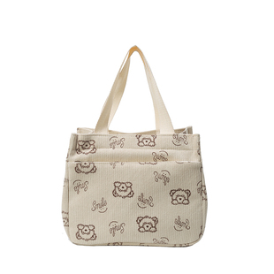 上班通勤手提包饭盒袋子小拎包2025春夏新款帆布妈咪小包便当包