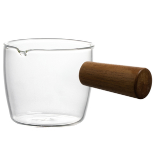 米立风物意式浓缩咖啡杯玻璃小奶盅木柄盎司杯咖啡液量杯萃取杯子
