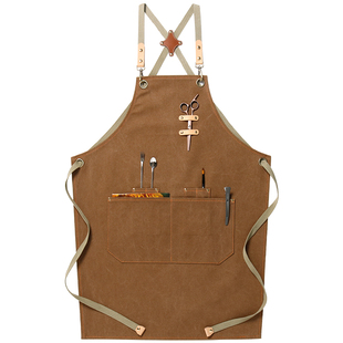 咖啡师围裙定制logo发型师美发店剪发中餐厅同款围裙酒吧工作服装