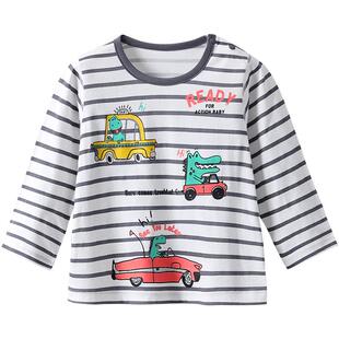 儿童长袖T恤夏季薄款宝宝上衣A类纯棉男童女童条纹体恤全棉休闲