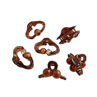 咖色半扎发抓夹女2024新款高端小巧精致发夹前额侧边夹子头饰发卡