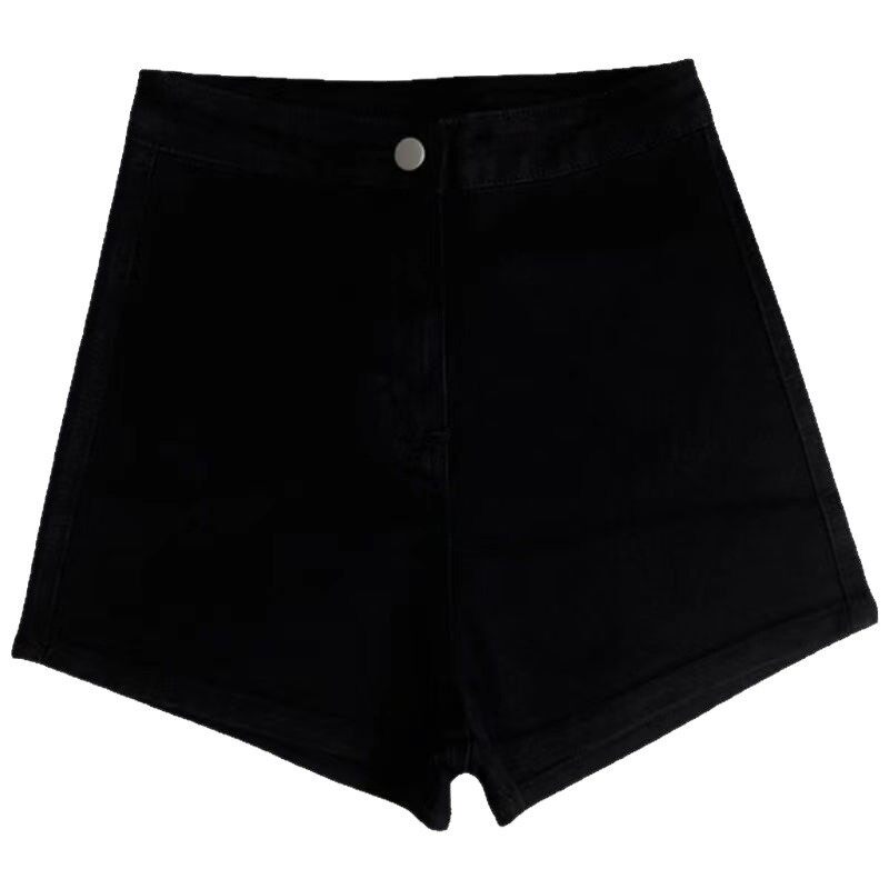 夏季黑色高腰显瘦牛仔热裤女