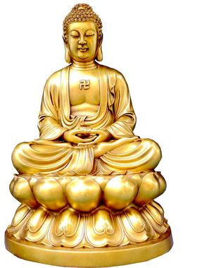 祥狮黄铜释迦牟尼佛龛摆件