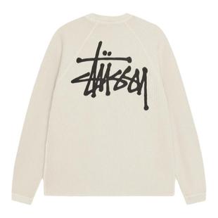 阿伦777 Stussy Raglan Thermal 24SS水洗华夫格圆领卫衣长T恤男