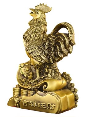 纯铜公鸡客厅装饰品摆件