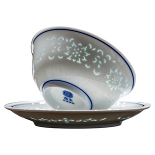 富玉陶瓷景德镇釉下彩餐具套装轻奢高级感青花玲珑瓷乔迁新居碗盘