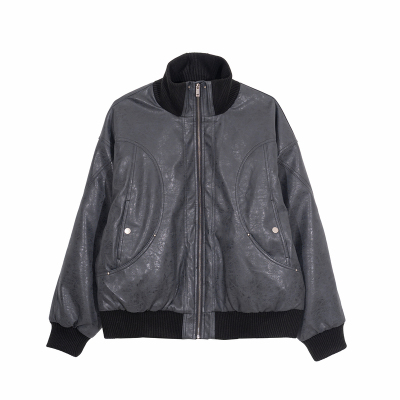 Hualun立领夹克皮衣羽绒服男