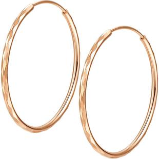 明牌珠宝18K金耳饰 玫瑰金彩金菱纹耳圈大气圆弧时尚耳环CSH0309