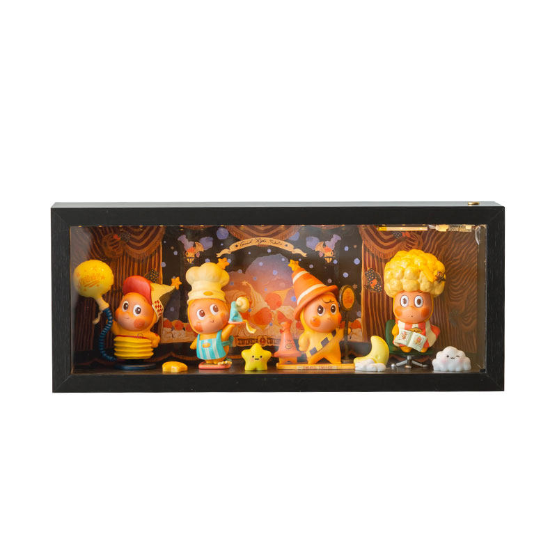 星星人盲盒收纳展示盒子柜抽拉相框手办玩具架触控开关带灯造景