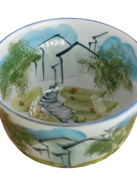 景德镇陶瓷安全食品级高温釉下彩手绘4.5寸小葫芦碗春夏秋冬4只装