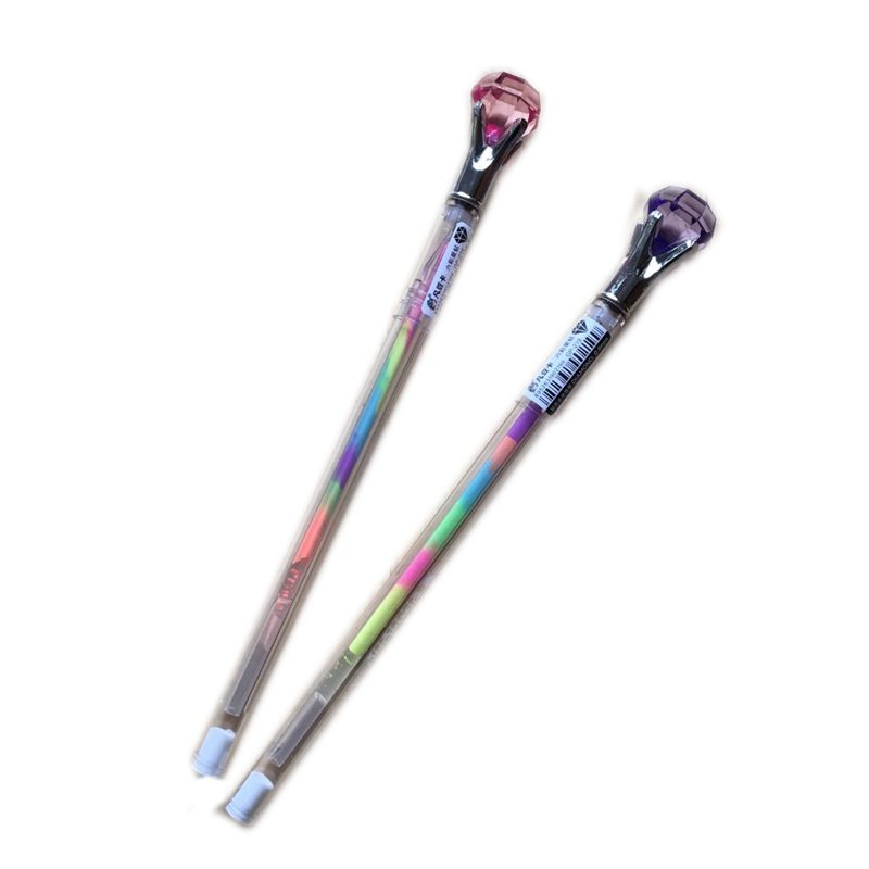 包邮正品凡豆卡钻石头彩虹笔钻石造型宝石笔彩色中性笔粉彩水笔