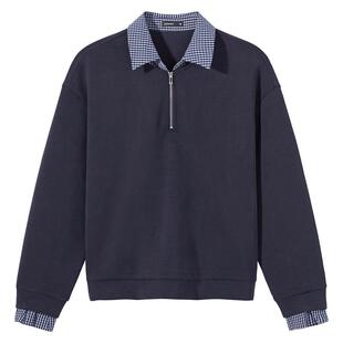 热风2026年春季新款女士半拉链翻领长袖上衣宽松休闲百搭时尚卫衣