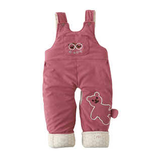 婴儿背带裤开裆棉裤秋冬外穿男女童保暖裤子宝宝连身裤一条过冬