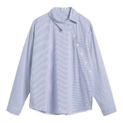 COLN极简风方领长袖条纹衬衫