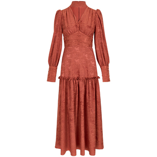 从那以后新中式长袖连衣裙秋冬订婚敬酒旗袍裙子红色礼服裙女冬季