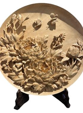 周先荣椴木桌面摆件中式客厅手工