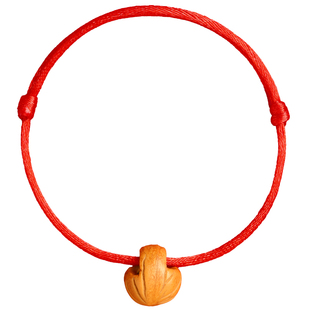 2026本命年红手绳野生小桃核宝宝惊防吓桃篮桃木护身符女红绳手链