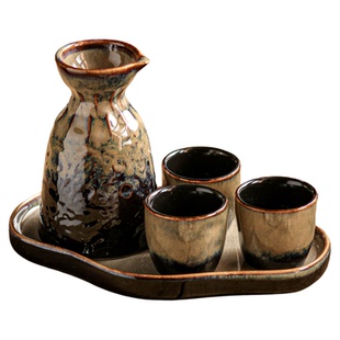 白酒杯套装二两小酒瓶陶瓷酒盅暖酒壶托盘清酒酒具饭店专用分酒器