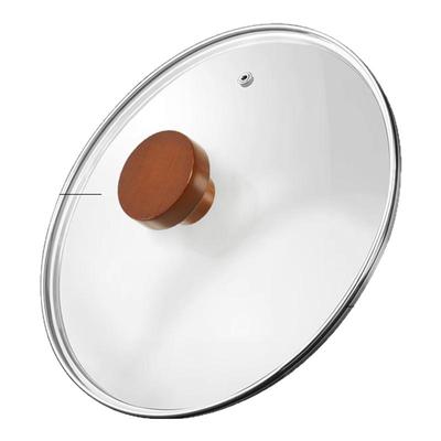 钢化玻璃盖木头把手圆型