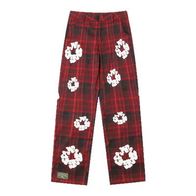 DENIMTEARS木棉花格子休闲长裤