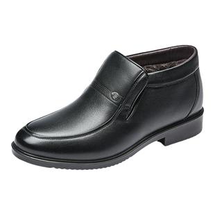 康奈冬季真皮商务正装皮鞋加绒保暖棉靴中老爸爸男棉鞋