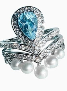 为爱加冕戒指环925款女海蓝宝