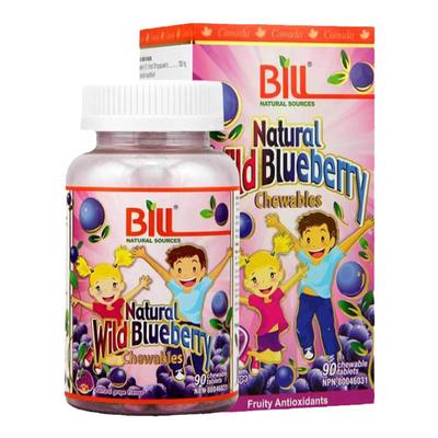 现货加拿大Bill蓝莓精华咀嚼片蓝莓素儿童青少年 90粒