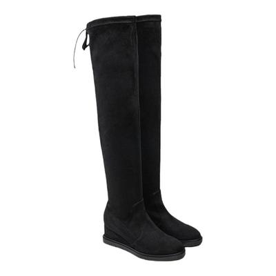 坡跟靴子女高靴弹力瘦瘦过膝长靴