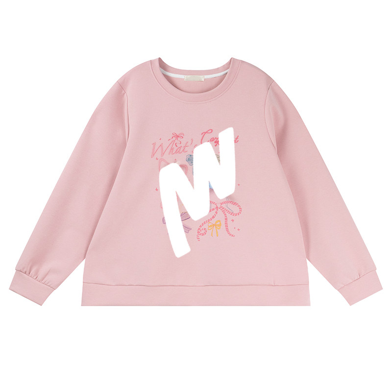 韩系少女感减龄胖莹大码女装甜妹蝴蝶结设计感甜美宽松学院风卫衣