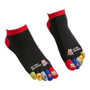 五指袜子棉男女士卡通可爱秋冬加厚中筒长筒短筒大码分纯脚趾棉袜