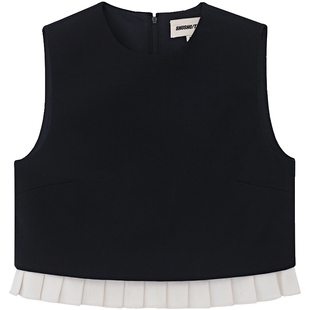 【SALE】【SHUSHUTONG】蕾虎装饰下摆圆领无袖短上衣经典款背心