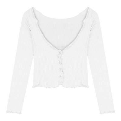 纯欲风U领修身显瘦针织衫女2025春秋装新款长袖短款开衫辣妹上衣