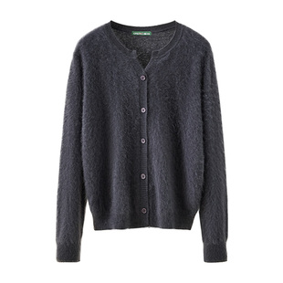 【天衣无缝】春竹秋冬新款剪刀领拉毛高级感保暖毛衣女羊毛衫开衫