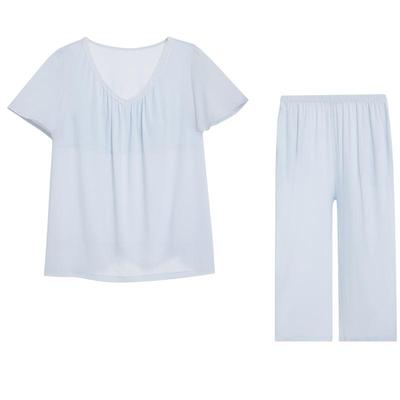 【冰牛奶】爱慕25夏凉感睡衣女莫代尔带胸垫短袖七分裤家居服套装