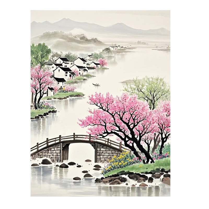 唯美治愈系乡村田园风景画贴画客厅餐厅出租屋江南水乡自粘装饰画