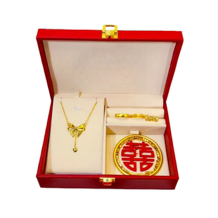 结婚仿金项链假五金套装订婚婚庆假黄金摆台摆件仿真三金首饰一套