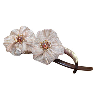 31街原创布艺花朵扭扭夹手工发夹清新8字夹气质盘发发卡优雅发饰