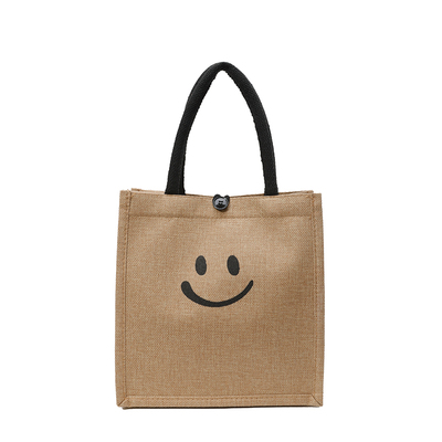 百搭亚麻手提袋托特包拎包妈咪包