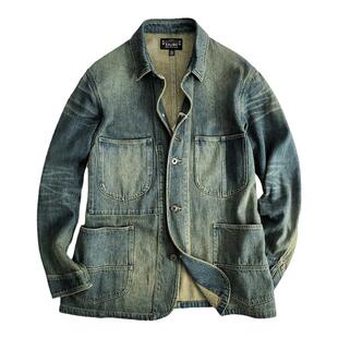 西里布美式复古牛仔农场主工装夹克西服矿工外套水洗做旧 非rrl